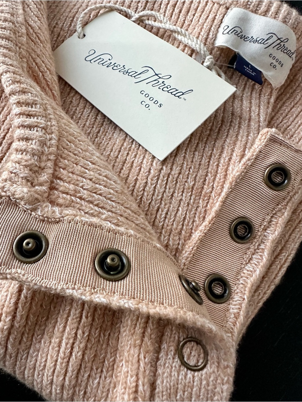 NWT Universal Thread Beige Tan Ribbed Knit Henley Tank Top - Picture 4 of 4